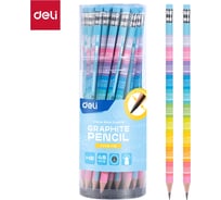 Набор карандашей графитовых DELI 48 шт в упаковке, твердо-мягкий, принт Multiplication table, круглый корпус, толстый EC046-HB