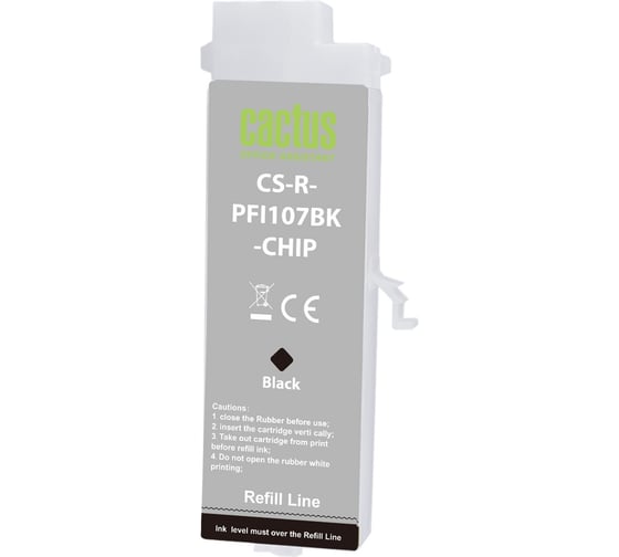 Картридж ПЗК струйный CACTUS CS-R-PFI107BK-CHIP, 260мл, для Canon imageProGRAF iPF670/680/685/770/78 2103188 1