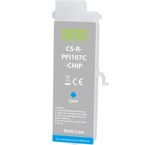Картридж ПЗК струйный CACTUS CS-R-PFI107C-CHIP голубой для Canon imageProGRAF iPF670/680/685/770/780 2103189 1