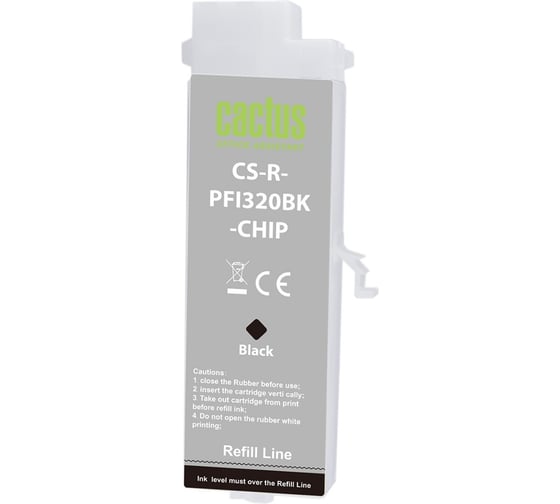 Картридж ПЗК струйный CACTUS CS-R-PFI320BK-CHIP PFI-320BK черный, 260мл, для Canon imagePrograf TM-2 2107802 1