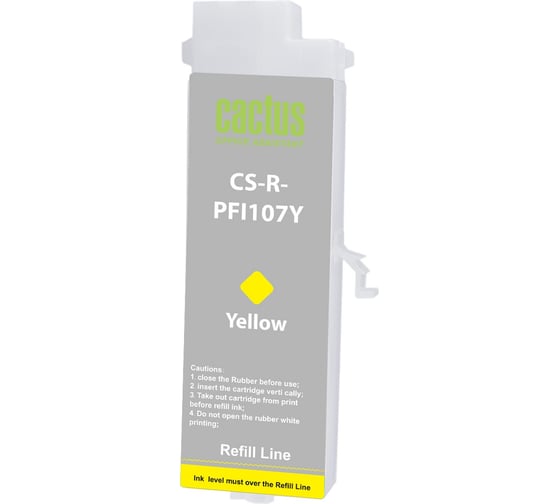 Картридж ПЗК струйный CACTUS CS-R-PFI107Y желтый для Canon imageProGRAF iPF670/680/685/770/780/785 б 2103186 1