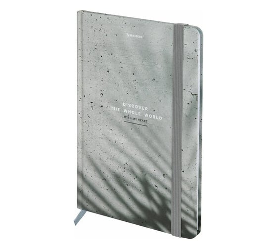 Бизнес-блокнот BRAUBERG с резинкой, в клетку, 96л, А5, 145x203мм, твердая обложка, Тени, 116324