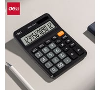 Калькулятор настольный DELI Askend, 12 разрядов, двойное питание, 150x110x28 мм, пластик, черный EM222C