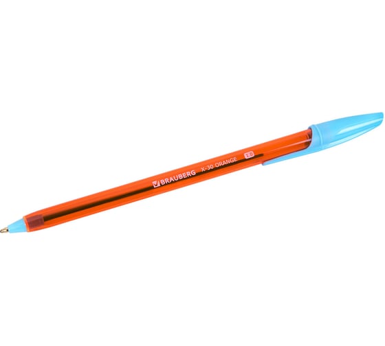 Ручки шариковые BRAUBERG X-30 ORANGE, 12 шт, СИНИЕ, узел 1мм, линия 0,5мм, 144334