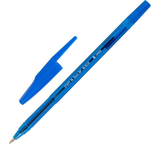 Ручка шариковая Staff Basic BP-66 BLUE, синяя, корпус синий, 1 мм, линия 0,5 144454