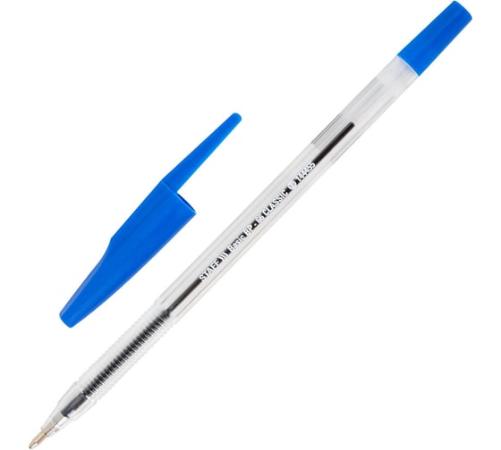Ручка шариковая Staff Basic BP-66 CLASSIC, СИНЯЯ, корпус прозрачный, 1 мм, линия 0,5 мм 144455