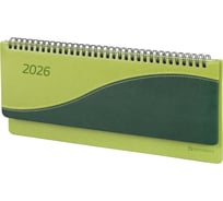 Планинг датированный BRAUBERG 2026 305x140мм Bond, под кожу, светло-зеленый 117221