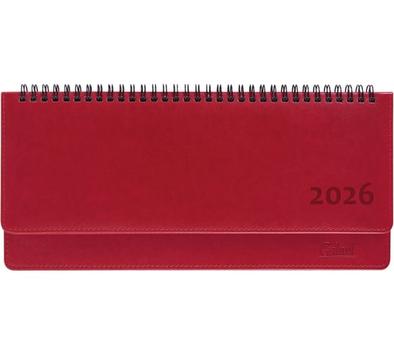 Планинг датированный Galant Ritter 2026, 305x140мм, под кожу, красный, 117237