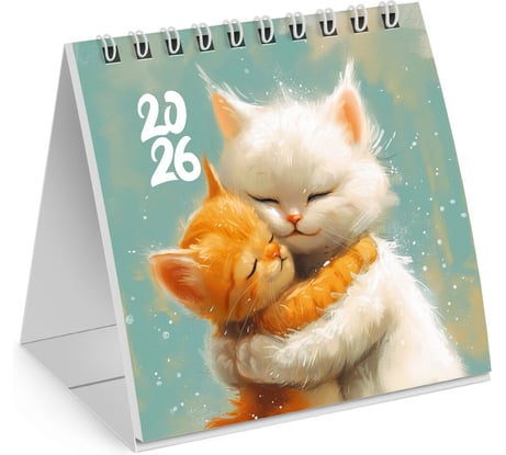 Календарь-домик настольный BRAUBERG Котики на гребне, 2026г, 101x101мм 117274