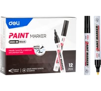 Набор маркер-краска DELI нитро основа, пулевидный наконечник 2 мм, цвет черный (12 шт. в наборе) EU500-BK