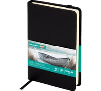 Скетчбук BRAUBERG слоновая кость+белая 140г/м2 90x140мм, 80л, КОЖЗАМ, резинка, черный 116871