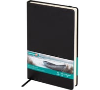 Скетчбук BRAUBERG слоновая кость+белая 140г/м2 130x210мм, 80л, КОЖЗАМ, резинка, черный 116873