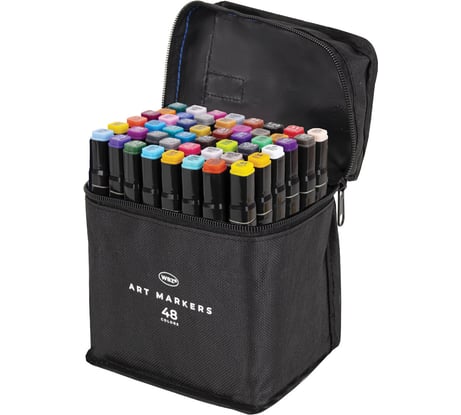 Маркеры для скетчинга WBZ двусторонние, 48 шт, текстильный чехол, 152573