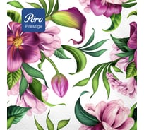 Салфетки бумажные сервировочные Pero Prestige Пурпур, с рисунком, трехслойные, 20 шт 254977