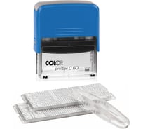 Самонаборный штамп Colop Printer пластмассовый, 9 строк 2 кассы, рамка C60-SET F син