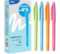 Набор ручек гелевых DELI «пиши-стирай», игольчатый наконечник, 0.5 мм, круглый корпус софт-тач (12 шт в наборе) EG163-BL