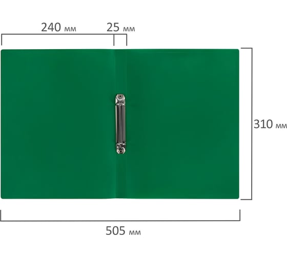 Папка на 2 кольцах BRAUBERG А4 PIXEL, 25 мм, темно-зеленая, до 170 листов, 0,5 мм 273033