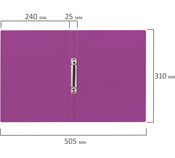 Папка на 2 кольцах BRAUBERG А4 PIXEL, 25 мм, фиолетовая, до 170 листов, 0,5 мм 273035