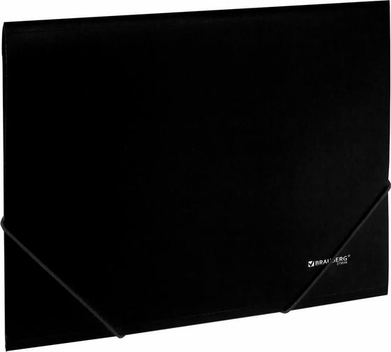 Папка на резинках BRAUBERG А4 UNIVERSAL, черная, до 300 листов, 0,5 мм 273038