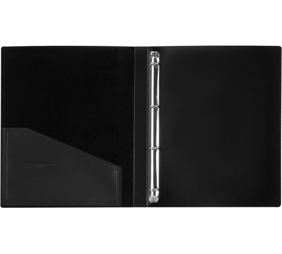 Папка на 4 кольцах BRAUBERG Extra ширина 25 мм, до 170 листов, черная, 0.7 мм 270482