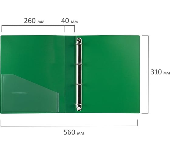 Папка на 4 кольцах BRAUBERG Extra ширина 40 мм, до 300 листов, зеленая, 0.8 мм 270550