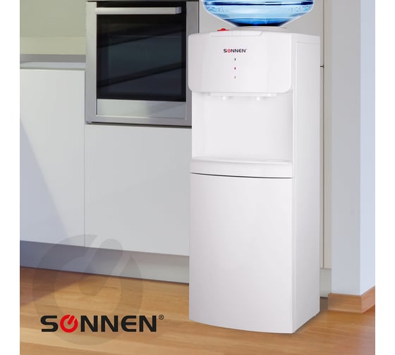 Кулер-водораздатчик SONNEN без нагрева и охлаждения, FS-02N, напольный, 2 крана, белый 454995