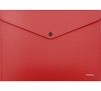 Папка-конверт ErichKrause на кнопке пластиковая текстура Апельсин Классика, A4, непрозрачный, красный 50175