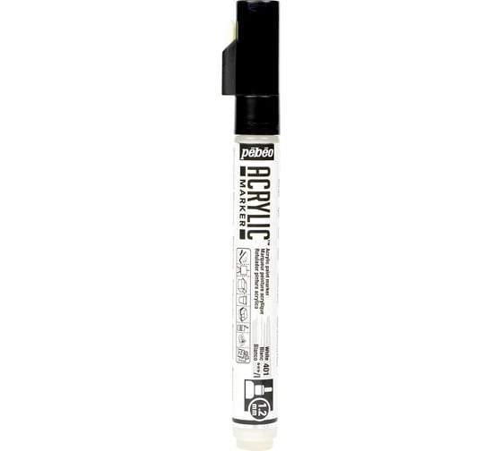 Маркер акриловый PEBEO Acrylic Marker 1.2 мм, перо круглое, 6 шт. 201401 (205701) белый 470188