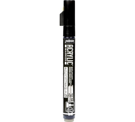 Маркер акриловый PEBEO Acrylic Marker 1.2 мм, перо круглое, 6 шт. 201436 (205736) черный 470189