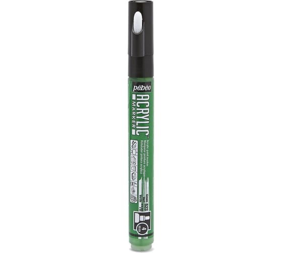 Маркер акриловый PEBEO Acrylic Marker №1, 4 мм, перо круглое, 6 шт. 201523 (205823) зеленый 470220