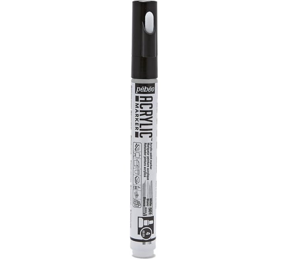 Маркер акриловый PEBEO Acrylic Marker №1, 4 мм, перо круглое, 6 шт. 201501 (205801) белый 470223