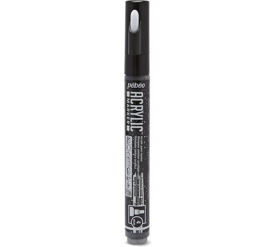 Маркер акриловый PEBEO Acrylic Marker №1, 4 мм, перо круглое, 6 шт. 201555 (205855) черный мерцающий 470214