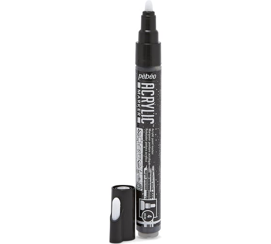 Маркер акриловый PEBEO Acrylic Marker №1, 4 мм, перо круглое, 6 шт. 201555 (205855) черный мерцающий 470214