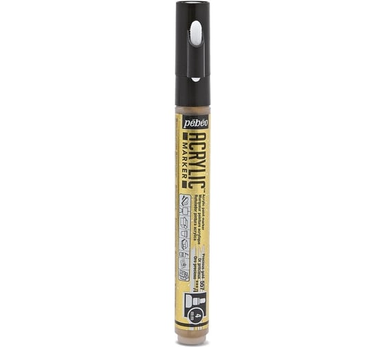 Маркер акриловый PEBEO Acrylic Marker №1 4 мм, перо круглое, 6 шт. 201557 (205857) Золотой мерцающий 470217