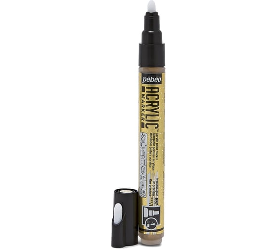 Маркер акриловый PEBEO Acrylic Marker №1 4 мм, перо круглое, 6 шт. 201557 (205857) Золотой мерцающий 470217
