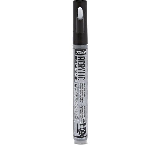 Маркер акриловый PEBEO Acrylic Marker №1 4 мм, перо круглое, 6 шт. 201556 (205856) Под серебро мерцающий 470221