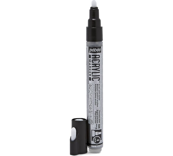 Маркер акриловый PEBEO Acrylic Marker №1 4 мм, перо круглое, 6 шт. 201556 (205856) Под серебро мерцающий 470221