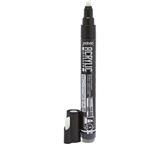Маркер акриловый PEBEO Acrylic Marker №2, 4 мм, перо скошенное, 6 шт. 201636 (205936) черный 470208