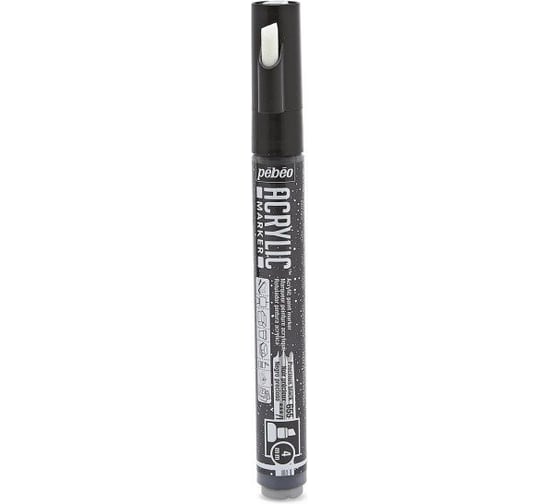 Маркер акриловый PEBEO Acrylic Marker №2, 4 мм, перо скошенное, 6 шт. 201655 (205955) черный мерцающий 470204