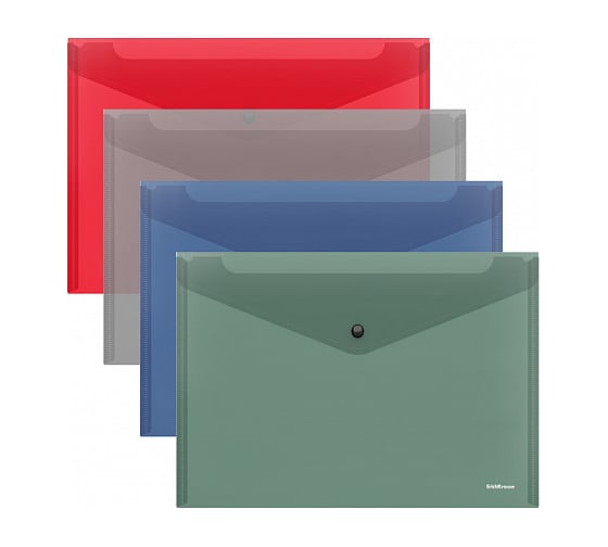 Пластиковая папка-конверт ErichKrause Glossy Classic на кнопке, A4, ассорти 50290 1