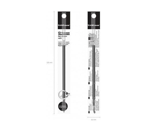 Гелевый стержень ErichKrause 0.5 Standard, 129 мм, черный 39008