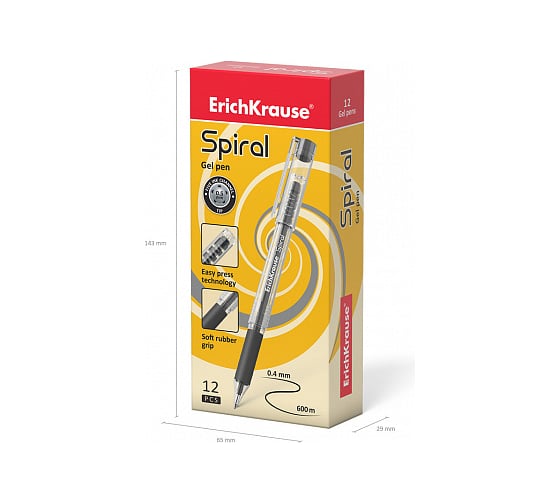 Гелевая ручка ErichKrause Spiral, черный 48178