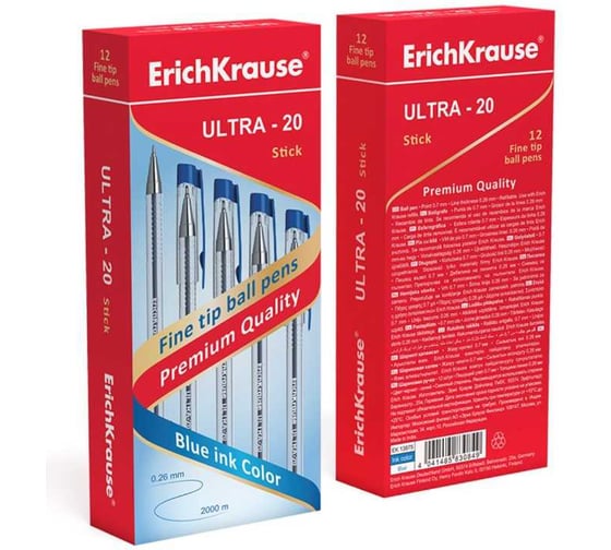 Шариковая ручка ErichKrause ULTRA-10, синий 12 штук 13873