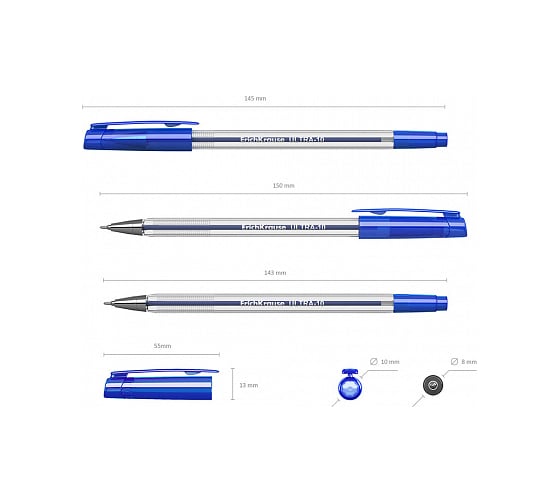 Шариковая ручка ErichKrause ULTRA-10, синий 12 штук 13873