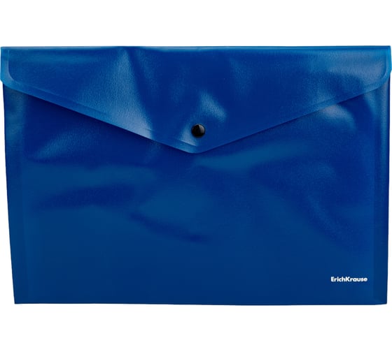 Пластиковая папка-конверт ErichKrause Fizzy Classic на кнопке, А4, синий 50177 1