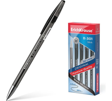 Гелевая ручка ErichKrause R-301 Original Gel Stick 0.5, черный 42721
