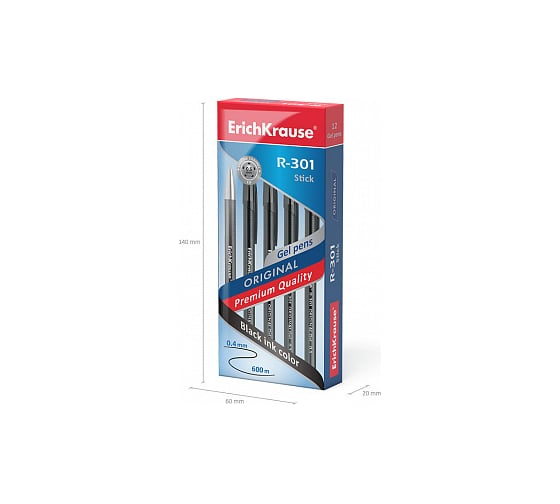 Гелевая ручка ErichKrause R-301 Original Gel Stick 0.5, черный 42721