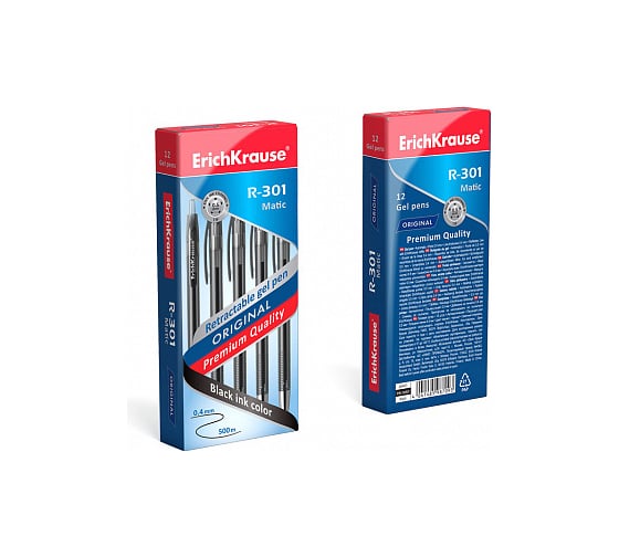 Автоматическая гелевая ручка ErichKrause R-301 Original Gel Matic 0.5, черный 46461