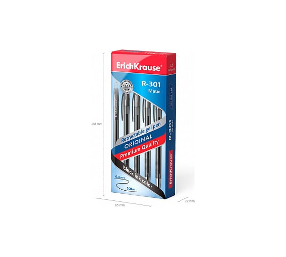 Автоматическая гелевая ручка ErichKrause R-301 Original Gel Matic 0.5, черный 46461