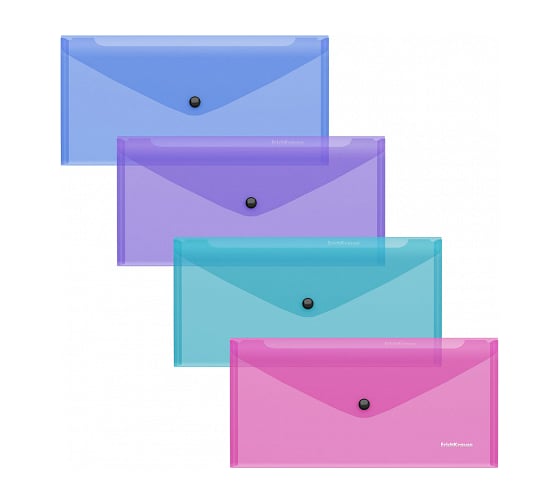 Пластиковая папка-конверт ErichKrause Glossy Vivid на кнопке, ассорти 47123 1